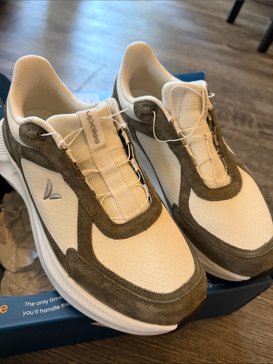 Amazon Shoes - Unbranded Woman’s Cream and Olive Suede Athletic Sneakers
